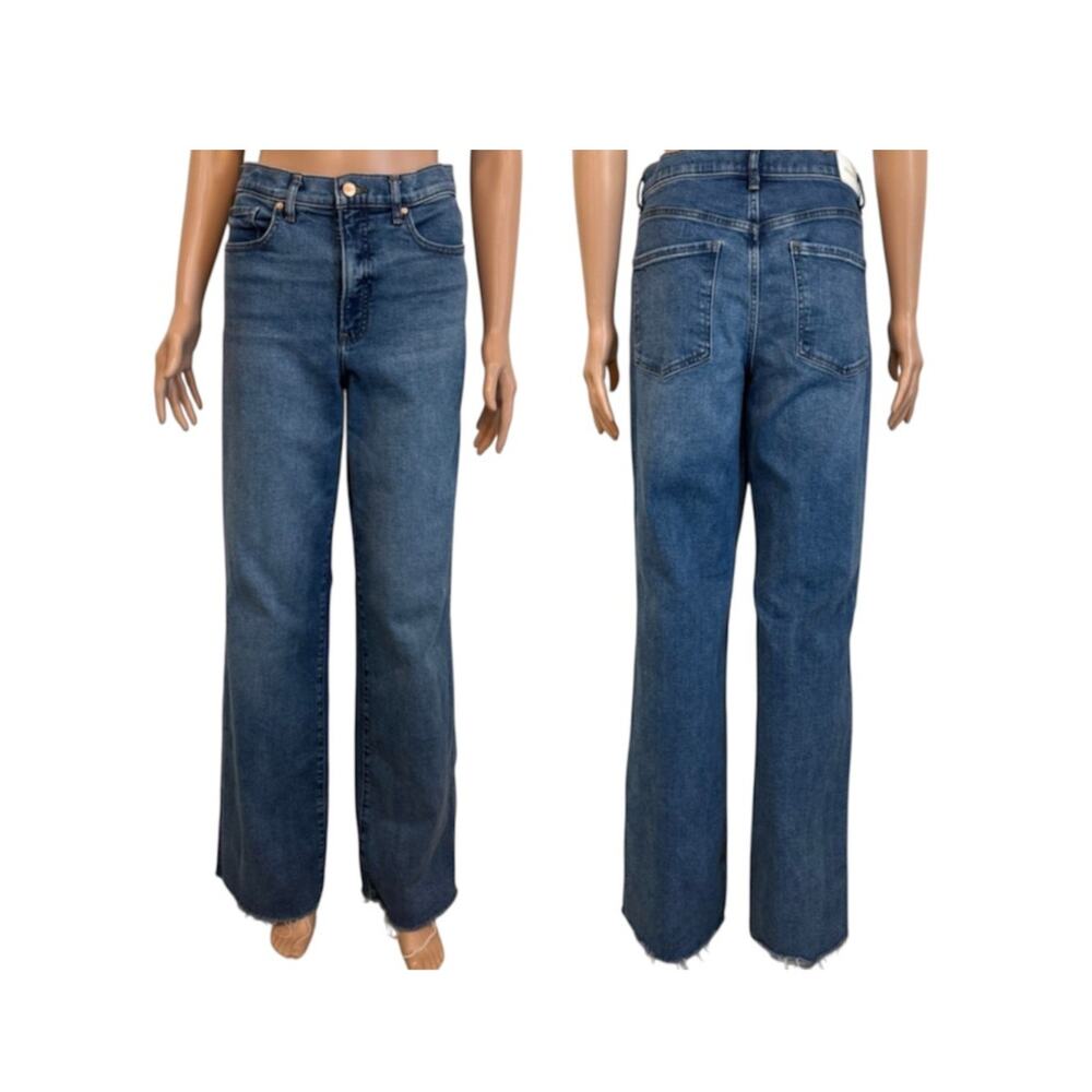 Express 10 R wide leg high rise raw hem stretch jean J2 2721
